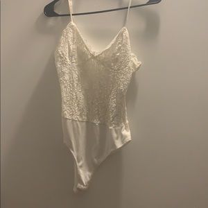 White lace body suit